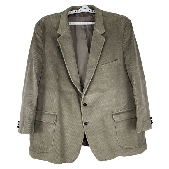 Brad Whitney Mens Beige Corduroy Blazer Size 56 Classic 2 Button Suit Jacket - Picture 1 of 11